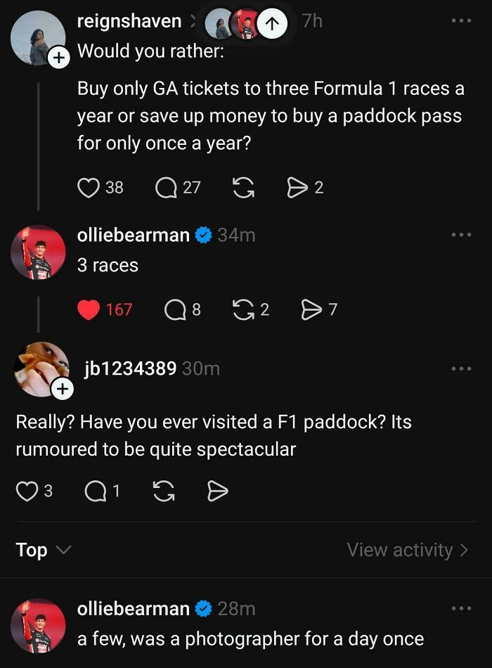 Asking an F1 Driver if He’s Even Been to an F1 Paddock