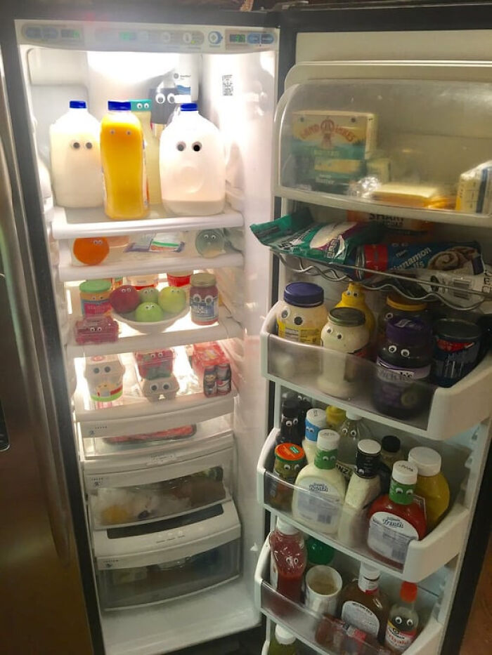 Dad Turns Fridge Into Googly-Eyed Party Central