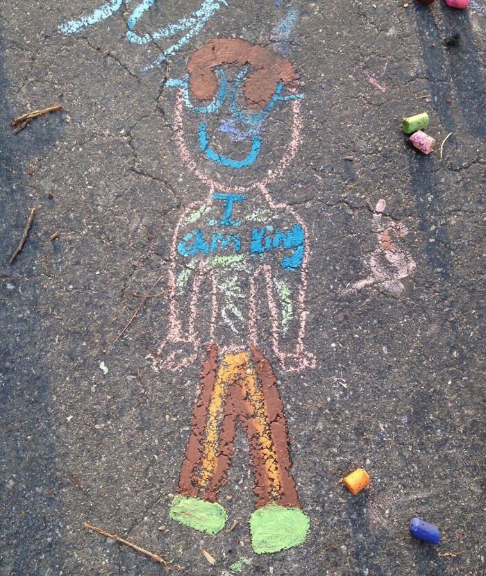Chalk Portrait with a Royal Twist: 'I Am King!'