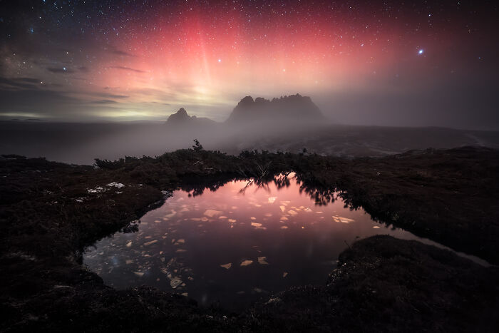 "Misty Cradle Mountain With Aurora Australis" — Tasmania’s Magic Show
