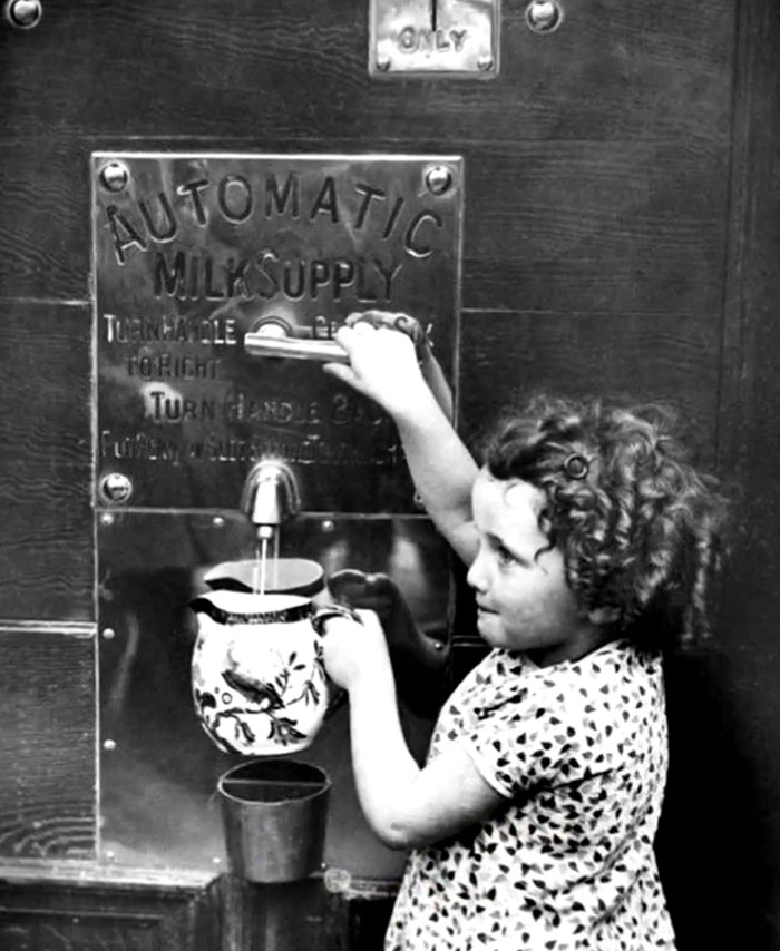 The OG Milk Vending Machine? London, 1940s Style
