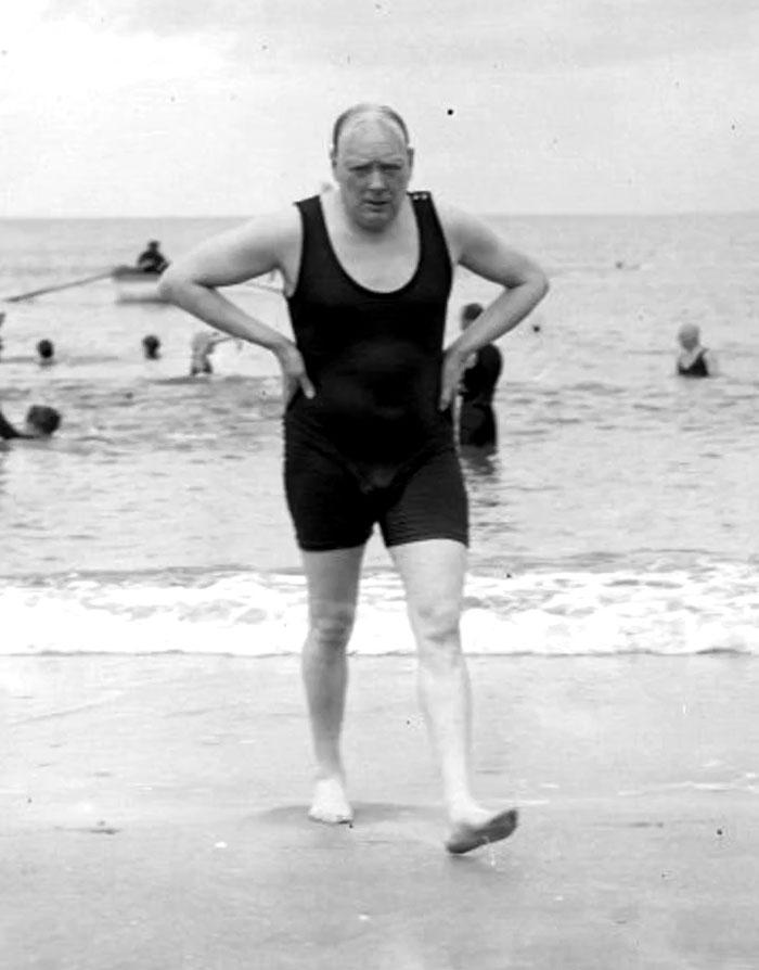 Winston Churchill Rocking Swimwear Like a Champ (1922)