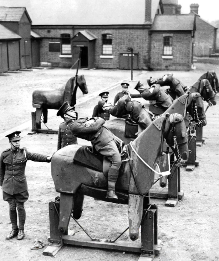 New Soldiers Practice on Wooden Horses Before the Real Deal (1935)