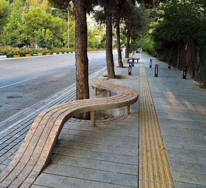 Sidewalk Bricks Literally Turn Into a Bench in Shiraz, Iran. Genius!