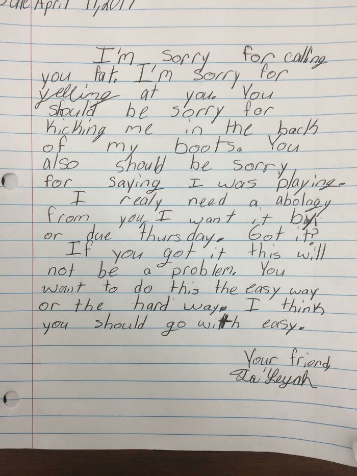 Third Grade Teacher Gets the Best Apology Letter Ever