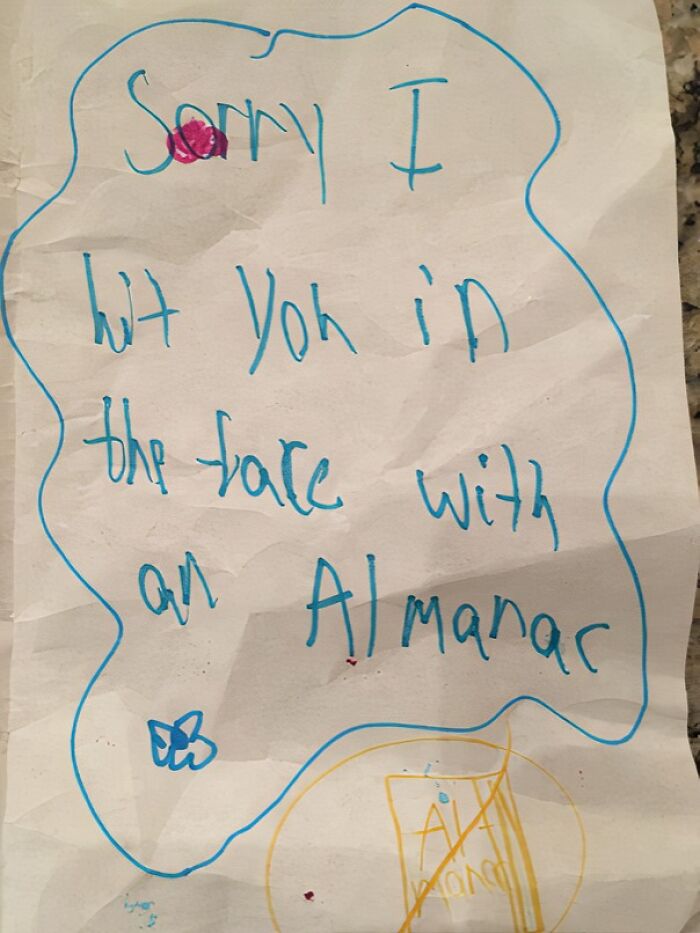 My Mom Had My Little Sister Write a Sorry Note to My Brother