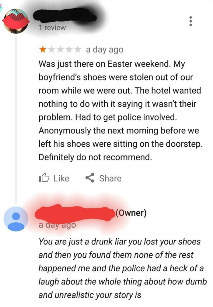 Hotel Owner Thinks Stolen Shoes Are A Joke