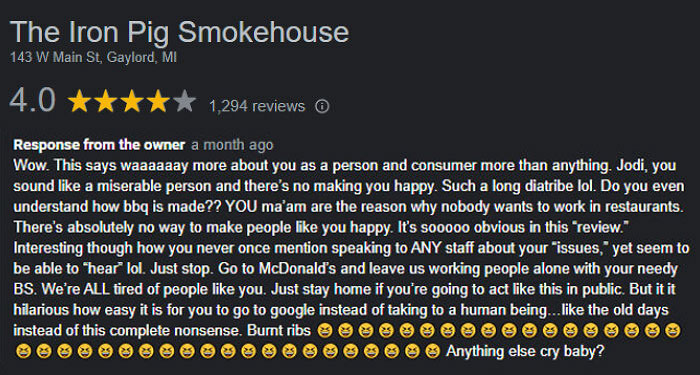 Most Unhinged Business Reply Ever? Possibly.