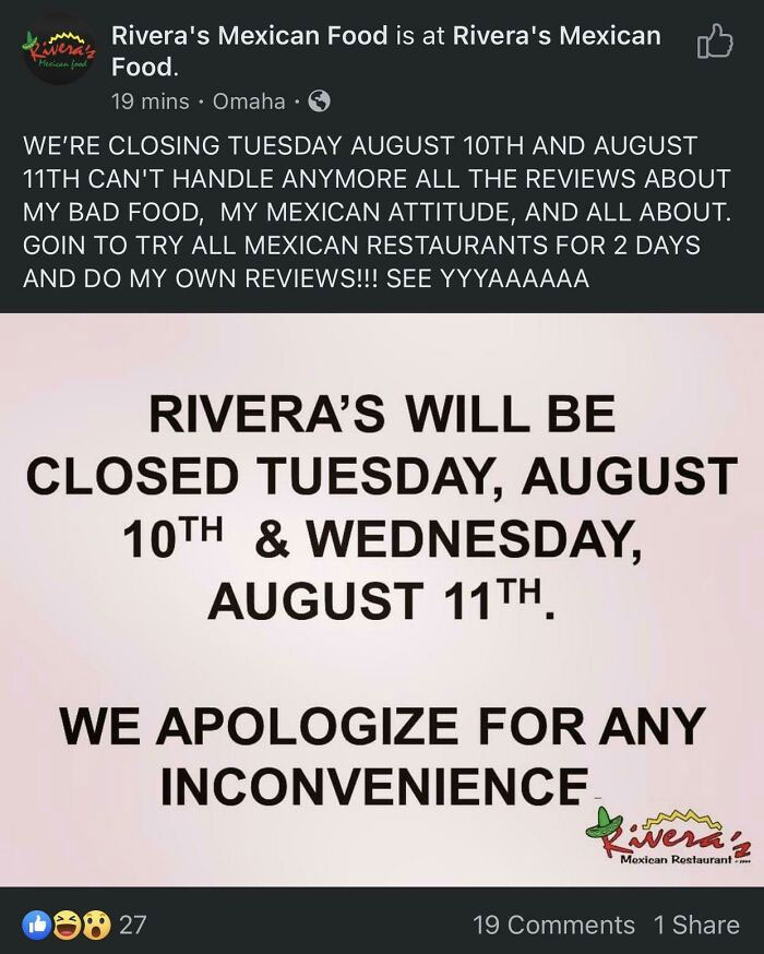 Local Restaurant Owner Goes Off The Rails Online