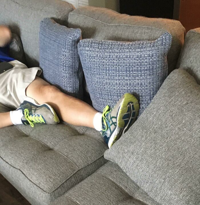 Got a New Couch. Father-In-Law Immediately Tested It Out (No Permission Given)