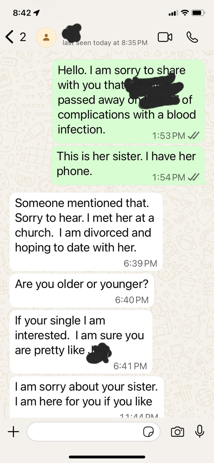 "Sorry About Your Sister, But Are You Single?"