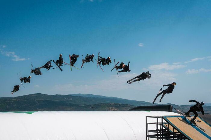 Freestyle Skier Mac Forehand Practicing a Switch Triple Cork 1980 Mute Grab (Say What?)