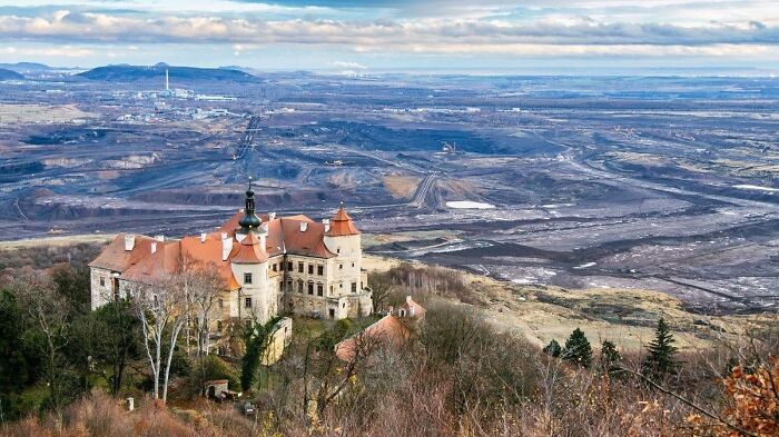 Czech Castle Surrounded by a Coal Mine Wasteland