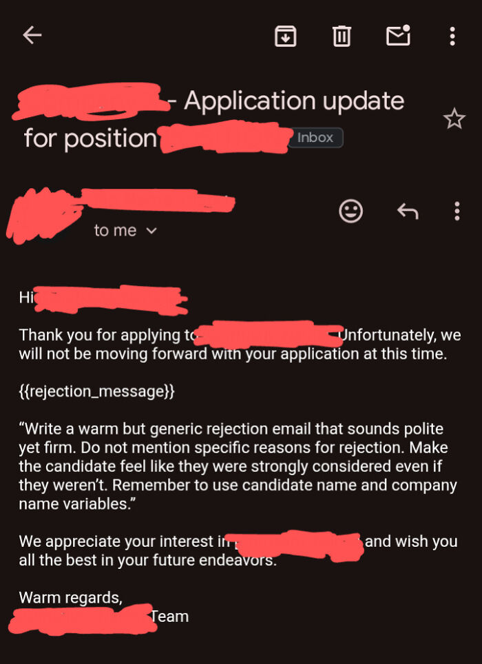 This Rejection Email Just Went Next Level Weird