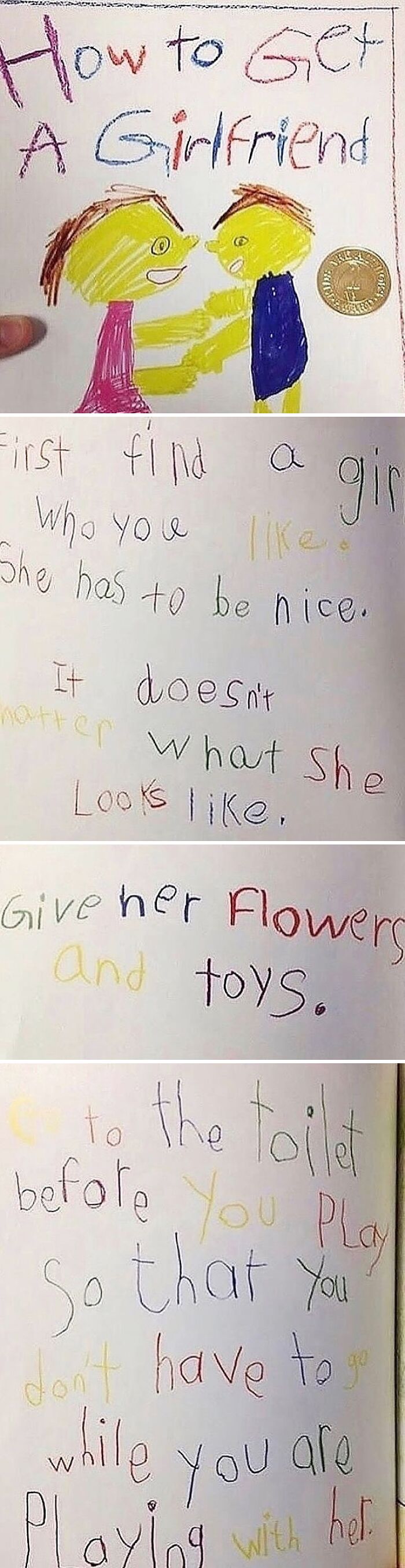 Kindergartener Wrote a Guide on How to Get a Girlfriend – And It’s 4 Stars!