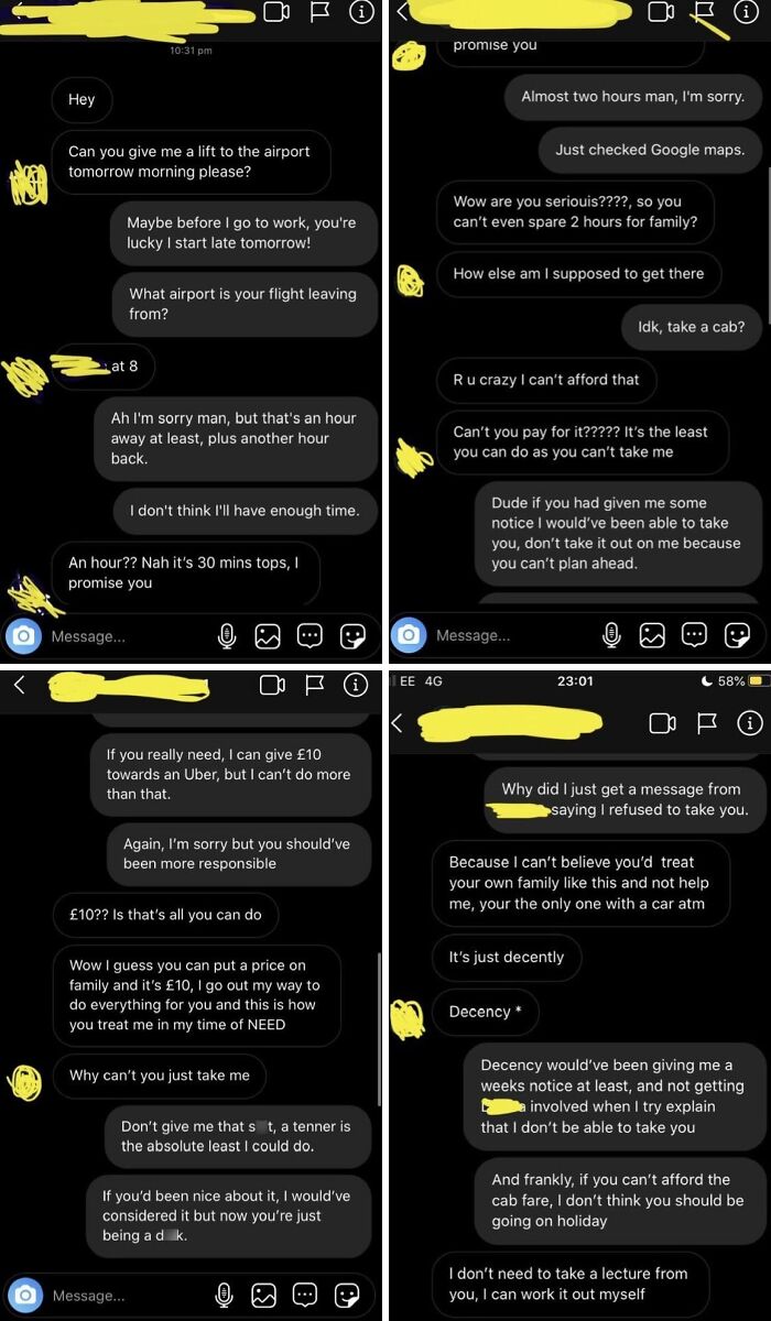 Spoiled Brother Asks For Airport Ride Two Hours Away... Night Before Flight