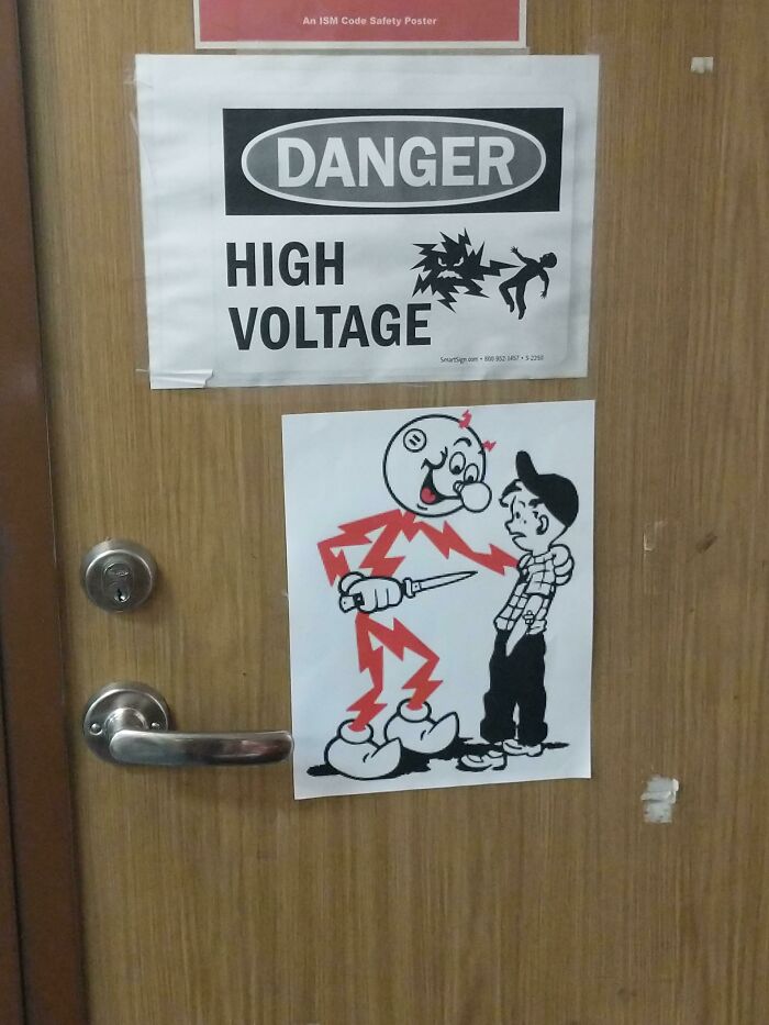 This Ship’s Electrical Hazard Sign Is Zero Chill