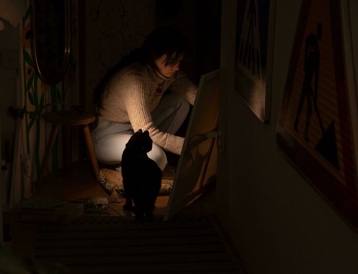 Underexposed Art with Cat