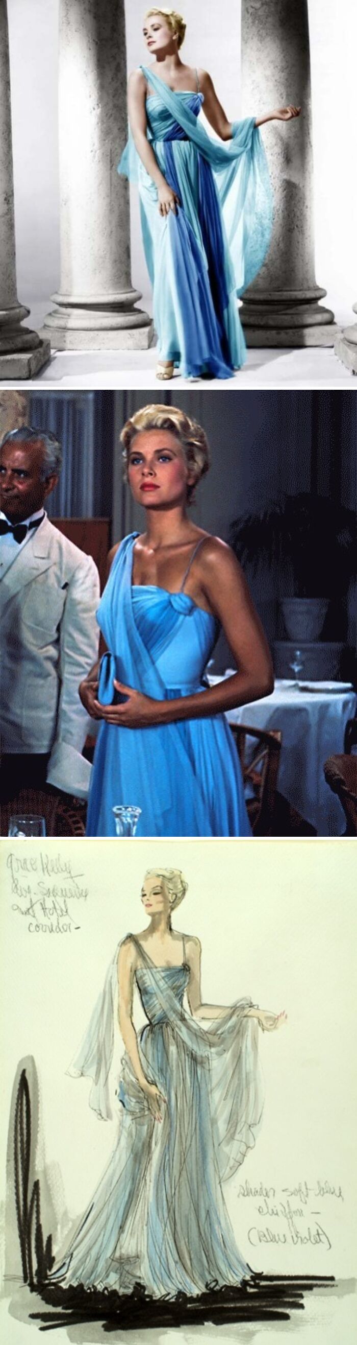 Grace Kelly’s Blue Silk Chiffon Dress from ‘To Catch a Thief’, 1955 — Dream Dress