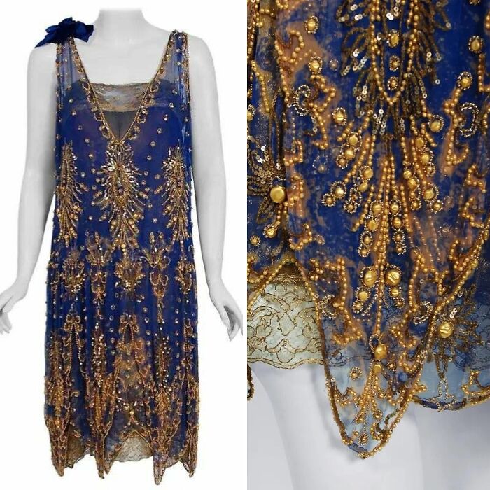 1920s French Royal-Blue Beaded Flapper Dress — Party Time!
