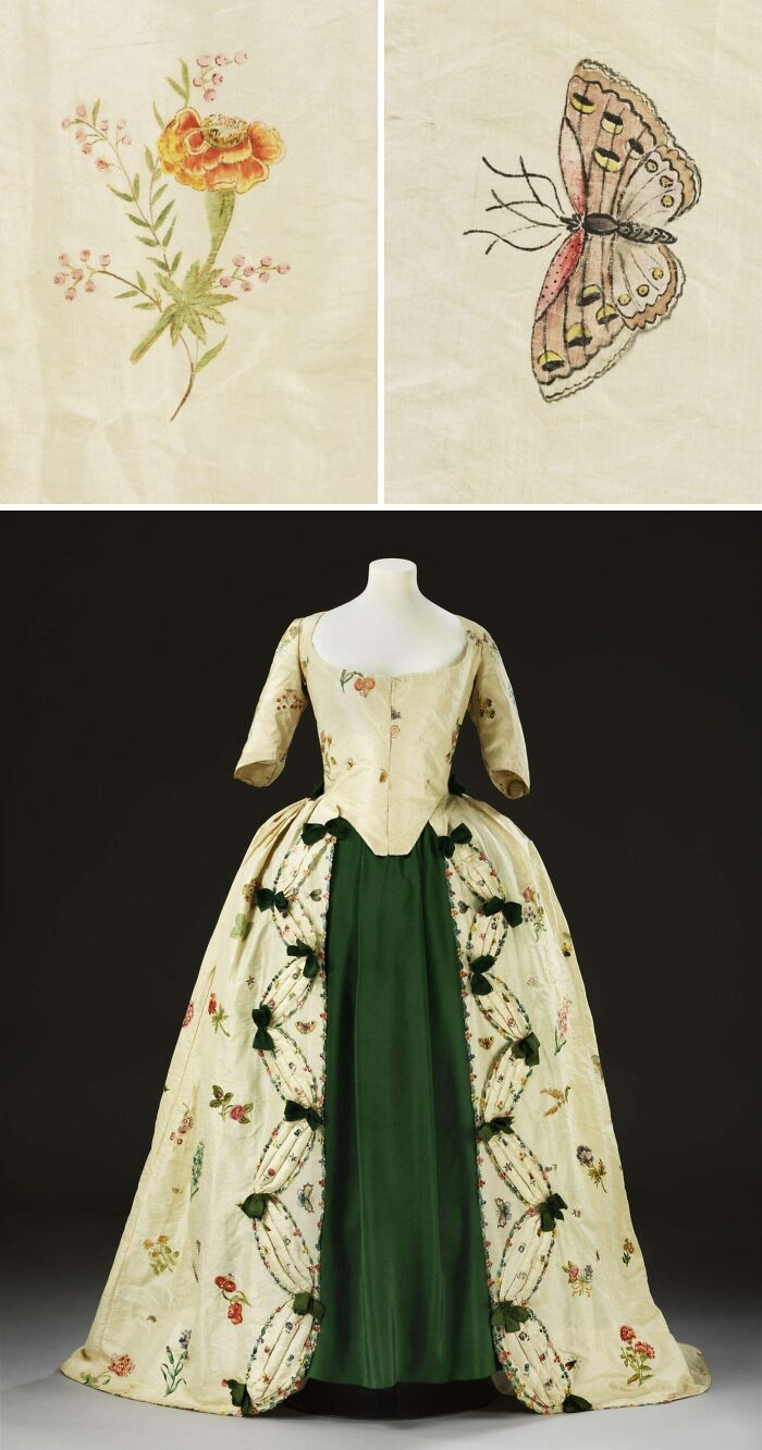 Scottish Cream Silk Gown, Circa 1780 — Fancy with Floral Flair
