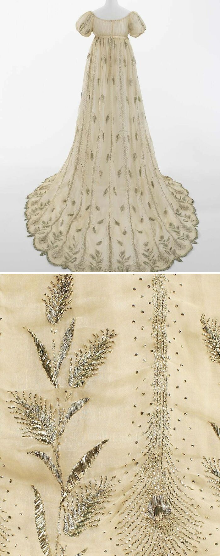 French Evening Dress with Metallic Thread, 1805-10 — Sparkle Then and Now