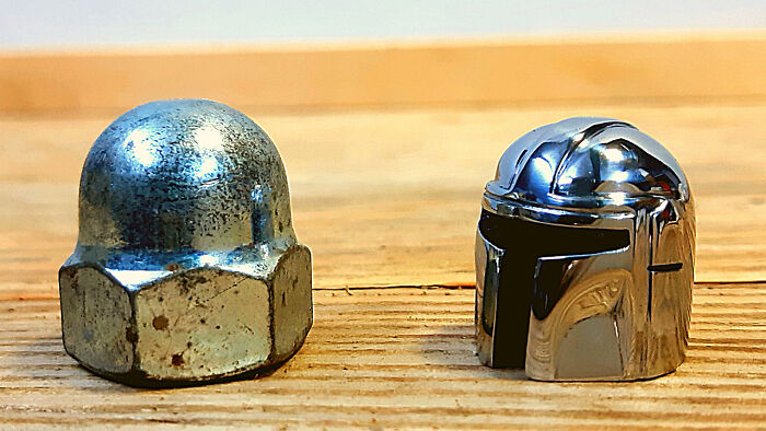 Mandalorian Mask Made Out of a Cap Nut – Because Why Not?