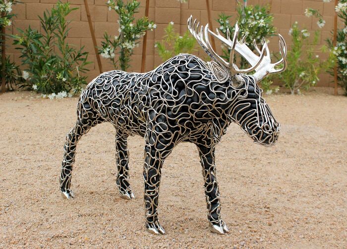 ‘Majestic Moose’ Made from a Mix of Metal and Beach Rock