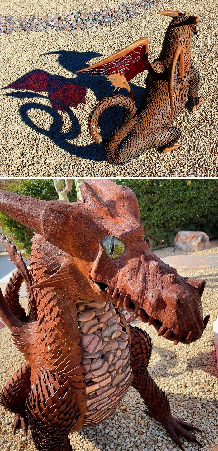 6-Foot Dragon Made of Steel, Stone, and Glass – Roar!