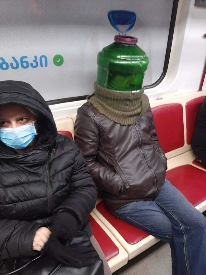 This Guy’s Got More Shield Than Germs On The Tbilisi Metro