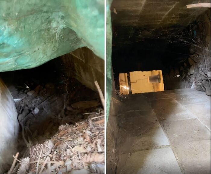 Spotted a Hidden Entrance Covered by a Tarp—Leads to a Creepy Room Under the House!