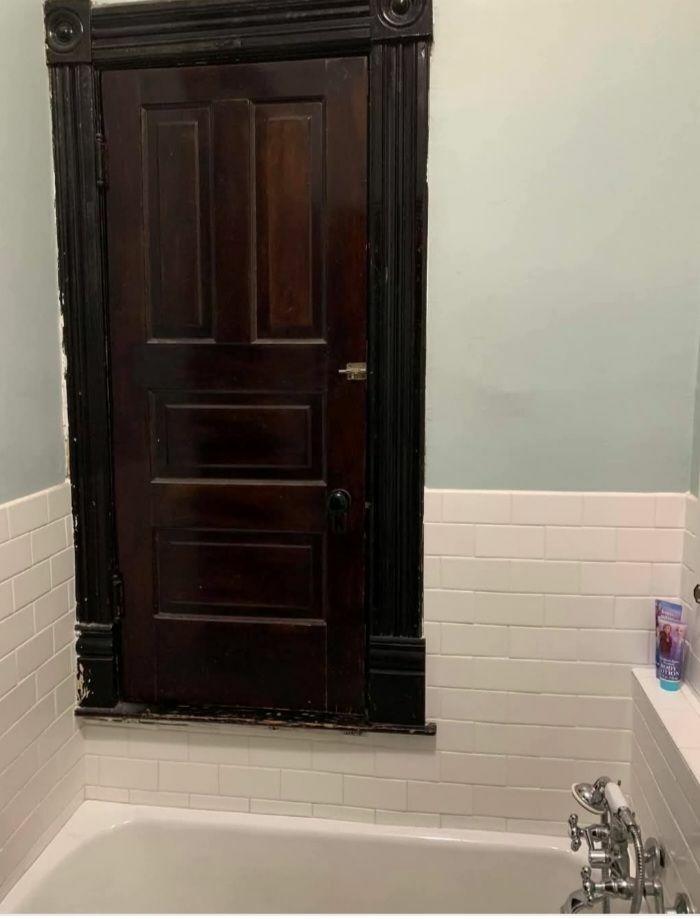 Why Is There A Closet Door Above The Bathtub??