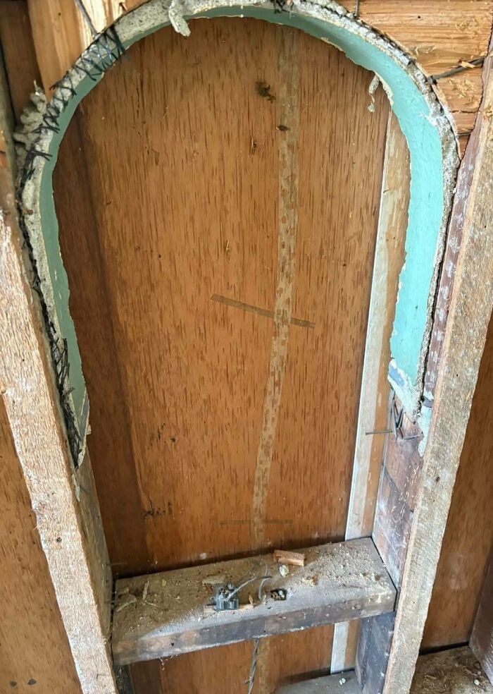 Hidden Old Telephone Shelf Discovered During Renovations