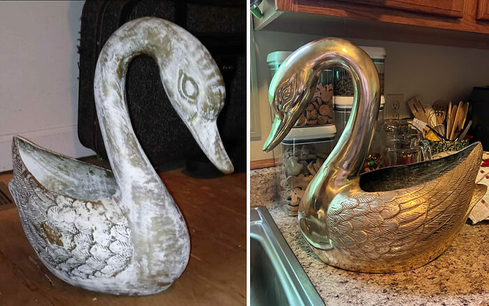 $10 Brass Swan Planter? Rescued and Revived!