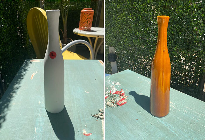 Un-Chalked! Ceramic Vase Saved from an Ugly Paint Job