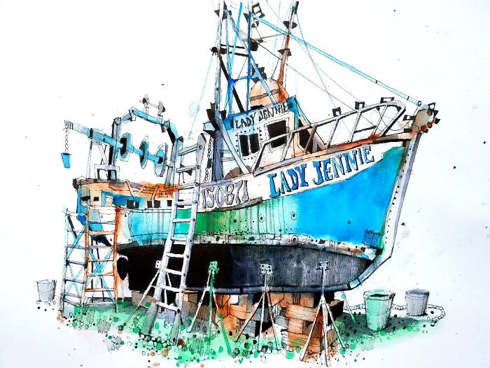 Lady Jeannie Waiting Patiently In The Hinckley Boat Yard, Maine