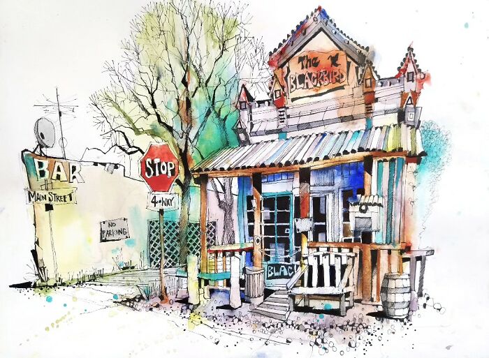 The Blackbird Saloon In Los Cerrillos, New Mexico — A Sketch With Swag