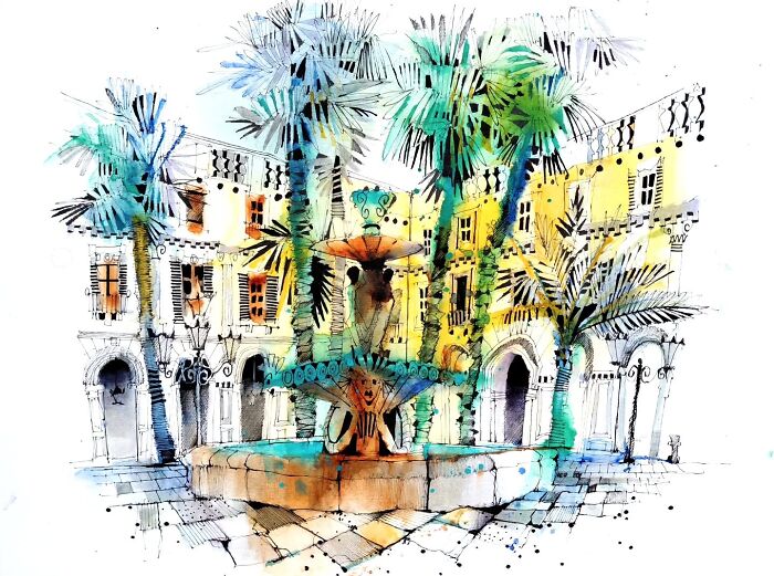 Plaça Reial, Barcelona — Sun, Squares, and Sketches