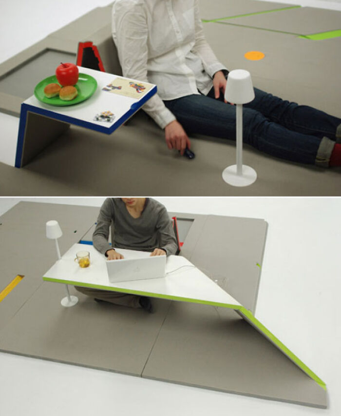 Floor Mat with Hidden Folding Furniture – Surprise!
