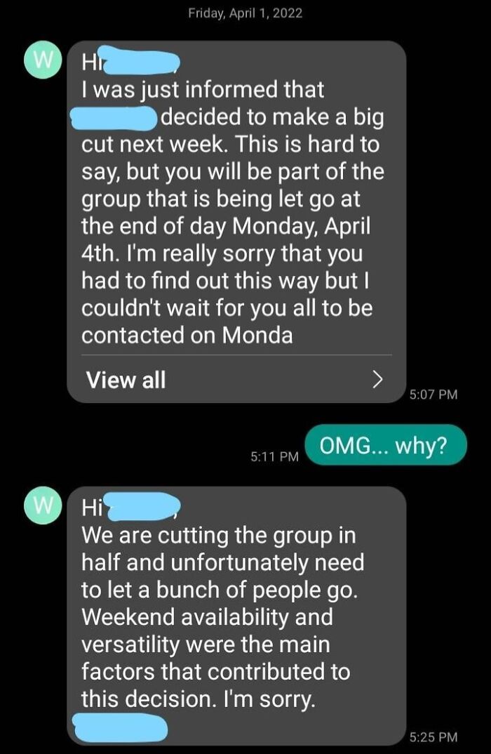 Fired on April Fool’s Day – And Disability-Shamed by Text!