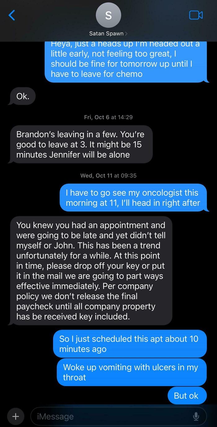 Fired For Needing a Last-Minute Doctor Visit (Cancer Struggles)