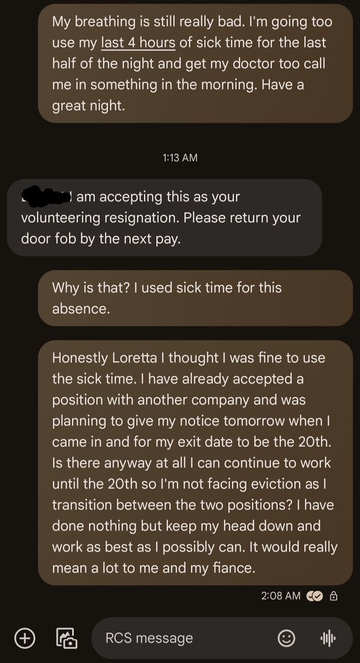 What Do I Even Do? Sick Day Leads to Final Warning Text