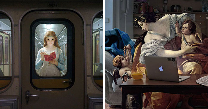 What Happens When Old-Timey Paintings Crash Modern Life? This Artist Shows Us!