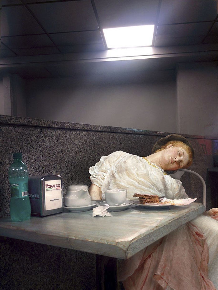 What Happens When Old-Timey Paintings Crash Modern Life? This Artist Shows Us!