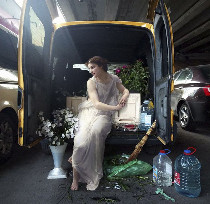 What Happens When Old-Timey Paintings Crash Modern Life? This Artist Shows Us!