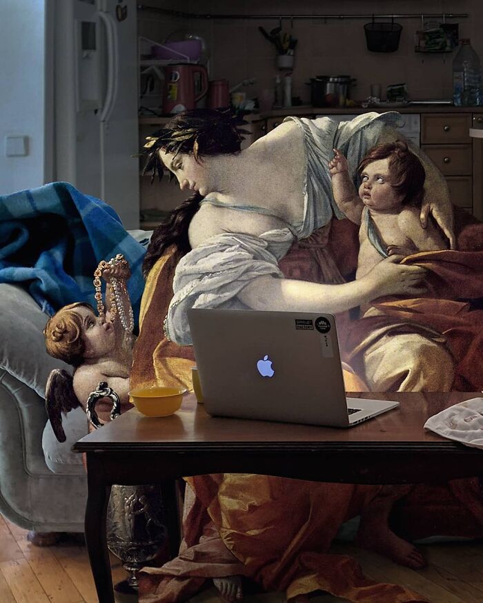 What Happens When Old-Timey Paintings Crash Modern Life? This Artist Shows Us!