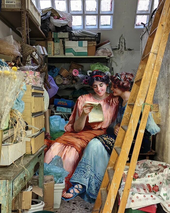 What Happens When Old-Timey Paintings Crash Modern Life? This Artist Shows Us!