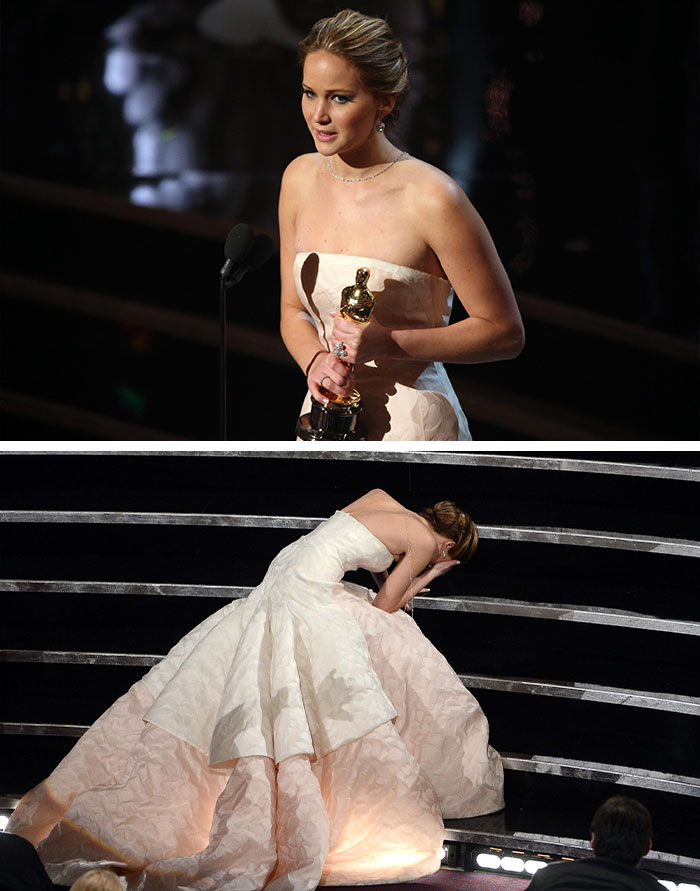 Jennifer Lawrence Takes a Famous Stumble (2013)