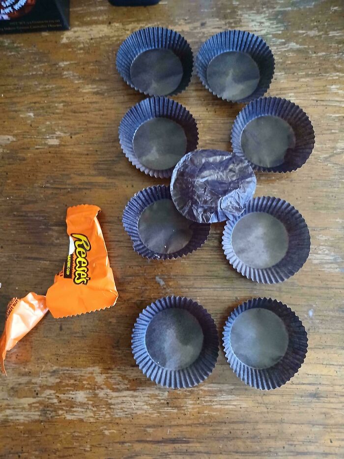 11 Paper Cups Stuck Inside One Reese’s. Double Trouble!
