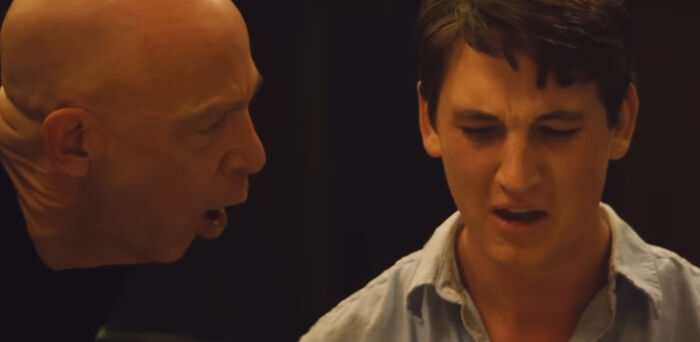 Andrew in Whiplash keeps swinging back to his abusive drumming teacher because greatness apparently means getting yelled at a LOT.